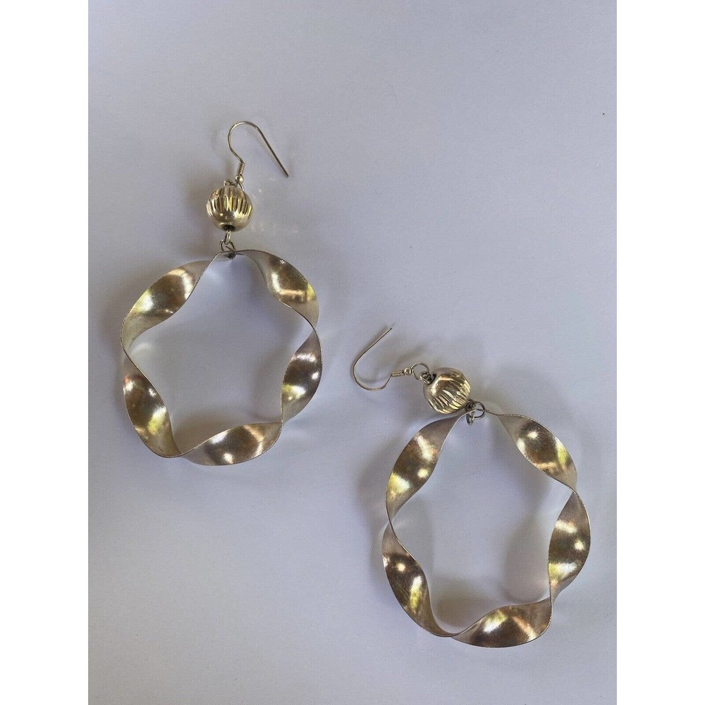 VINTAGE MEXICAN SILVER TWISTED HOOPS